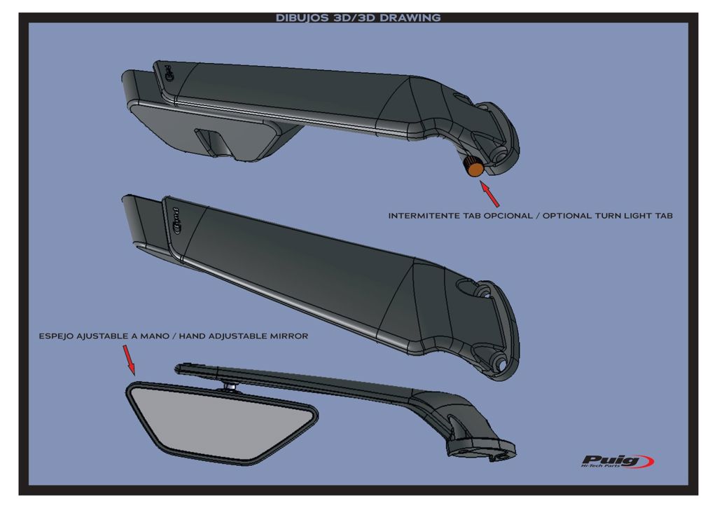 Kuipspiegel links model Aileron zwart Puig Kawasaki ZX6-R / ZX10-R